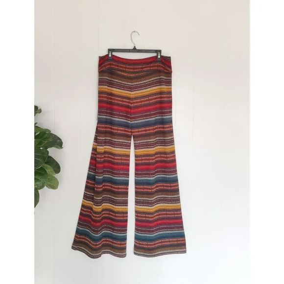 Double D Ranch Wide Leg Pull On Palazzo Pants Striped Western Multicolor Sz L - Picture 1 of 5